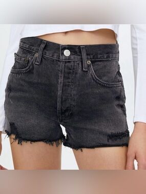 AGOLDE Parker Vintage Black Distressed Denim Shorts